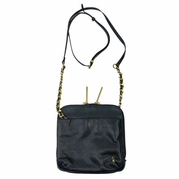Elliott Lucca Black Gold Leather Crossbody Bag